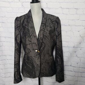 Robert Graham Gray Black Embroidered Jacket NWT size 12 gorgeous lining
